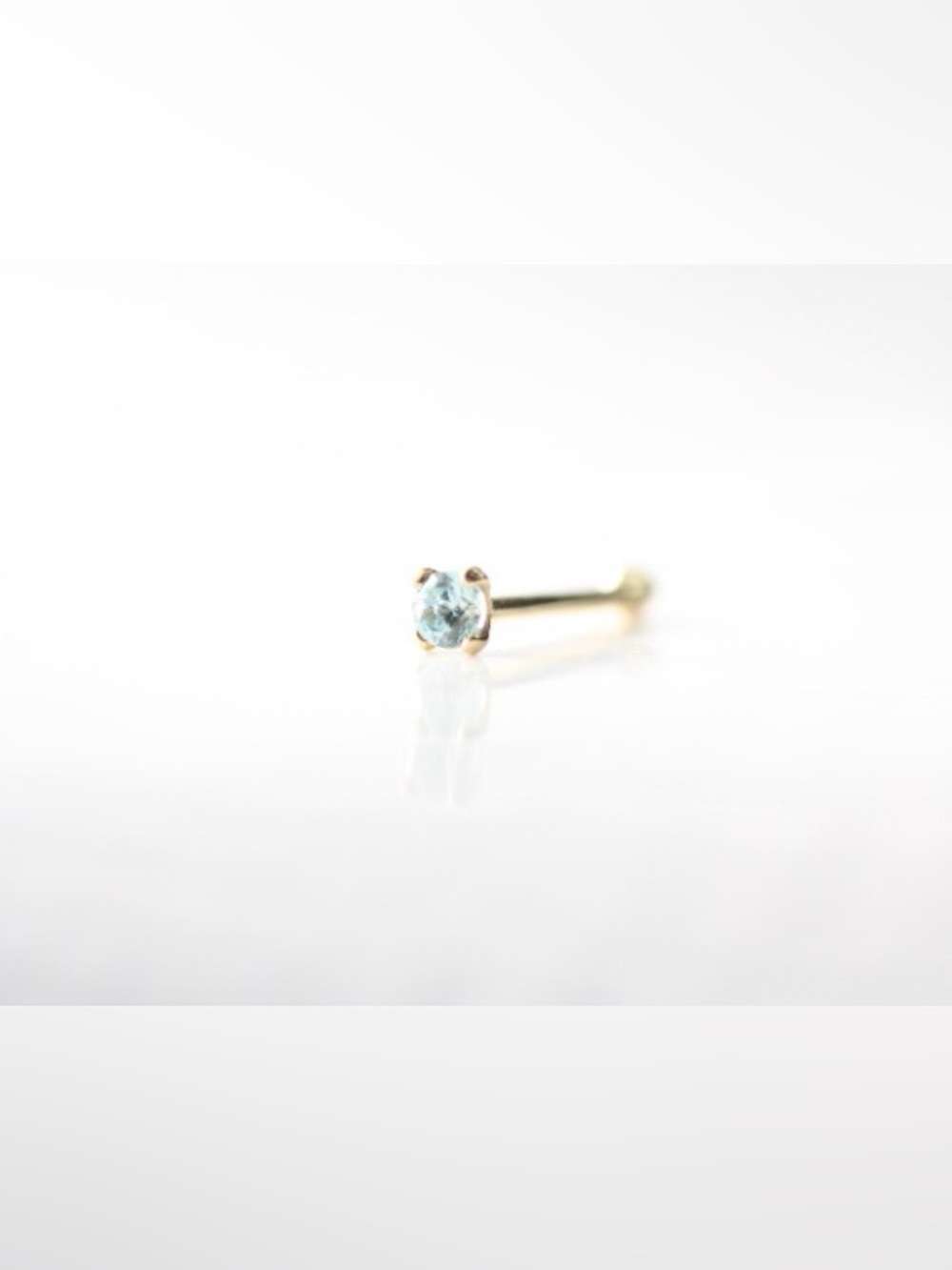 *NEW* 9kt Light Blue Round Gemstone Gold Nose Pin Piercing Ring 22G